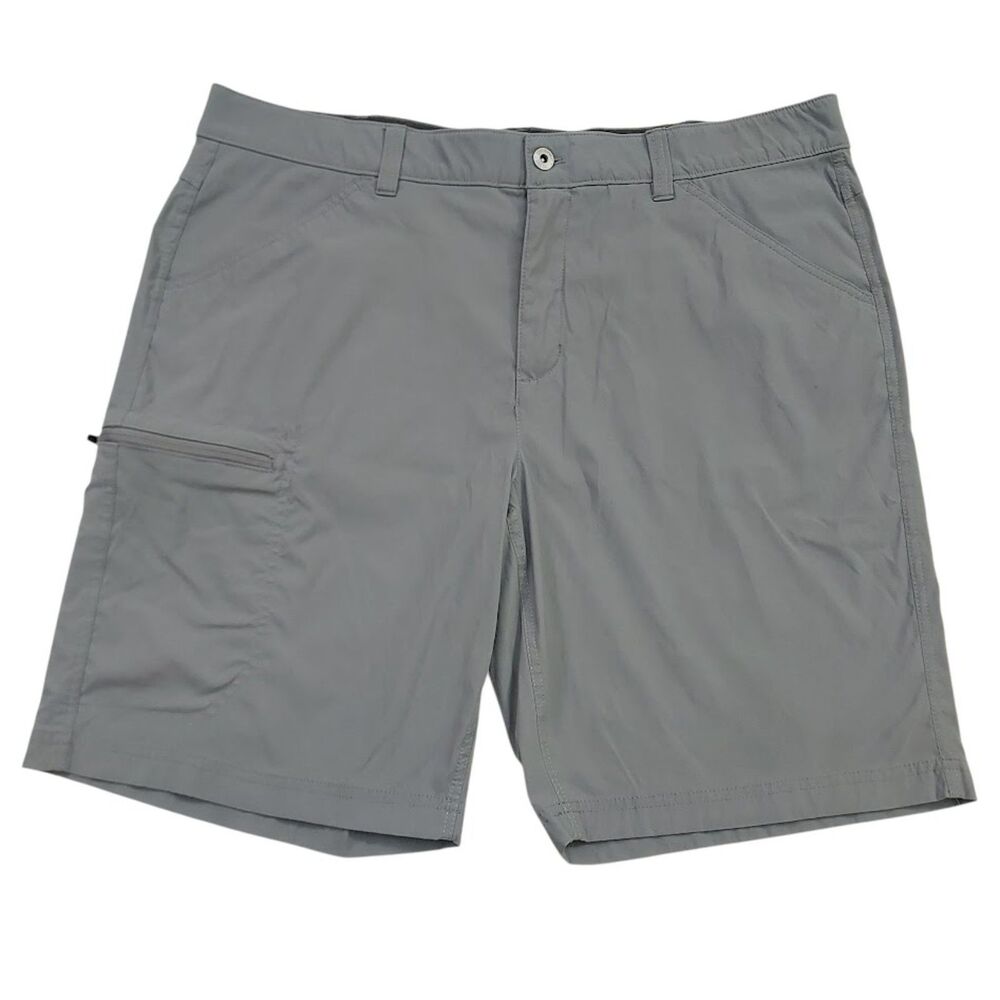 Eddie Bauer Rainier Tech Shorts Mens 40 Gray Stretch Hiking Zip Pocket Outdoor